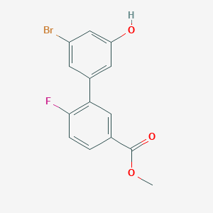molecular formula C14H10BrFO3 B6383610 3-Bromo-5-(2-fluoro-5-methoxycarbonylphenyl)phenol, 95% CAS No. 1262003-98-4
