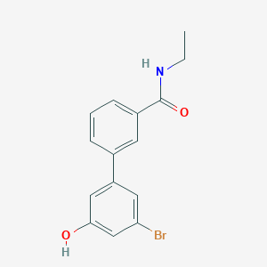 molecular formula C15H14BrNO2 B6383619 3-Bromo-5-[3-(N-ethylaminocarbonyl)phenyl]phenol, 95% CAS No. 1261930-11-3
