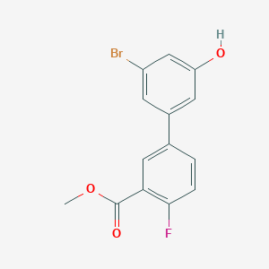 molecular formula C14H10BrFO3 B6383625 3-Bromo-5-(4-fluoro-3-methoxycarbonylphenyl)phenol, 95% CAS No. 1261948-01-9
