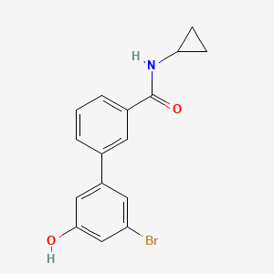 molecular formula C16H14BrNO2 B6383669 3-Bromo-5-[3-(cyclopropylaminocarbonyl)phenyl]phenol, 95% CAS No. 1261927-28-9