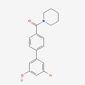 molecular formula C18H18BrNO2 B6383714 3-Bromo-5-[4-(piperidine-1-carbonyl)phenyl]phenol, 95% CAS No. 1261958-31-9