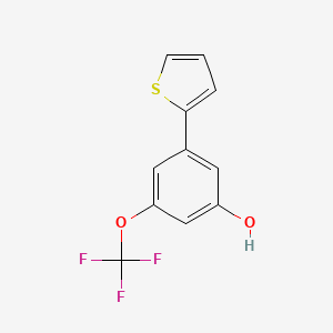 molecular formula C11H7F3O2S B6383761 5-(Thiophen-2-yl)-3-trifluoromethoxyphenol, 95% CAS No. 1261989-74-5