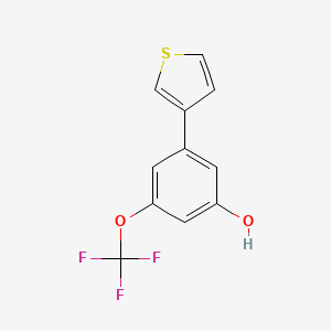 molecular formula C11H7F3O2S B6383777 5-(Thiophen-3-yl)-3-trifluoromethoxyphenol, 95% CAS No. 1261919-48-5