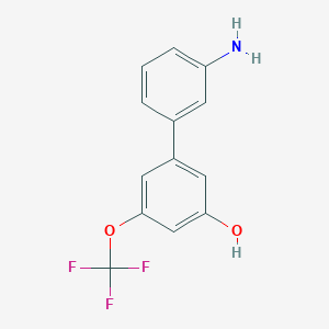 molecular formula C13H10F3NO2 B6383790 5-(3-Aminophenyl)-3-trifluoromethoxyphenol, 95% CAS No. 1262003-62-2