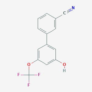 molecular formula C14H8F3NO2 B6383839 5-(3-Cyanophenyl)-3-trifluoromethoxyphenol, 95% CAS No. 1261977-62-1