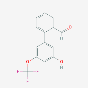 molecular formula C14H9F3O3 B6383860 5-(2-Formylphenyl)-3-trifluoromethoxyphenol, 95% CAS No. 1261952-22-0