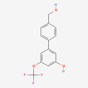 molecular formula C14H11F3O3 B6383933 5-(4-Hydroxymethylphenyl)-3-trifluoromethoxyphenol, 95% CAS No. 1262004-11-4