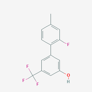molecular formula C14H10F4O B6383986 5-(2-Fluoro-4-methylphenyl)-3-trifluoromethylphenol, 95% CAS No. 1262003-67-7