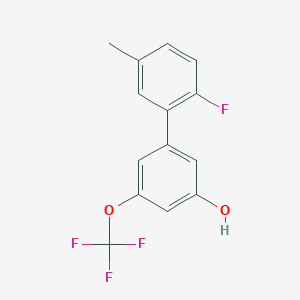 molecular formula C14H10F4O2 B6383991 5-(2-Fluoro-5-methylphenyl)-3-trifluoromethoxyphenol, 95% CAS No. 1261919-99-6