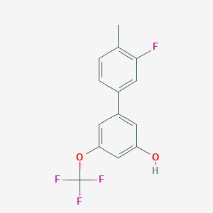 molecular formula C14H10F4O2 B6384010 5-(3-Fluoro-4-methylphenyl)-3-trifluoromethoxyphenol, 95% CAS No. 1261977-95-0