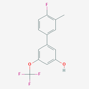 molecular formula C14H10F4O2 B6384028 5-(4-Fluoro-3-methylphenyl)-3-trifluoromethoxyphenol, 95% CAS No. 1261978-02-2