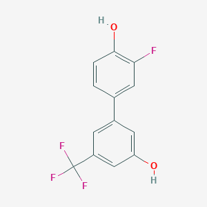 molecular formula C13H8F4O2 B6384035 5-(3-Fluoro-4-hydroxyphenyl)-3-trifluoromethylphenol, 95% CAS No. 1261952-27-5