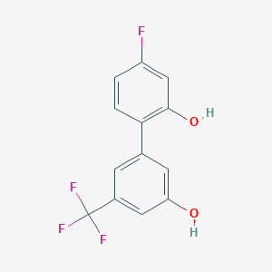 molecular formula C13H8F4O2 B6384051 5-(4-Fluoro-2-hydroxyphenyl)-3-trifluoromethylphenol, 95% CAS No. 1261903-29-0