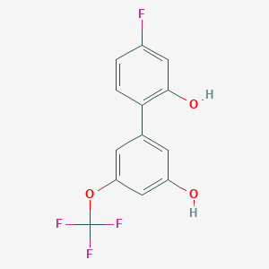 molecular formula C13H8F4O3 B6384053 5-(4-Fluoro-2-hydroxyphenyl)-3-trifluoromethoxyphenol, 95% CAS No. 1261984-04-6