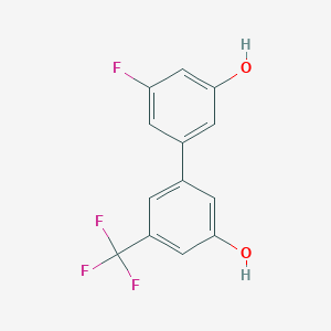molecular formula C13H8F4O2 B6384056 5-(3-Fluoro-5-hydroxyphenyl)-3-trifluoromethylphenol, 95% CAS No. 1261903-24-5
