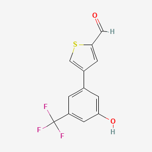 molecular formula C12H7F3O2S B6384069 5-(2-Formylthiophen-4-yl)-3-trifluoromethylphenol, 95% CAS No. 1261978-22-6