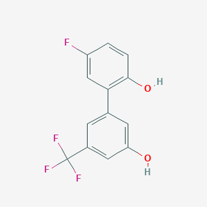 molecular formula C13H8F4O2 B6384071 5-(5-Fluoro-2-hydroxyphenyl)-3-trifluoromethylphenol, 95% CAS No. 1261952-30-0