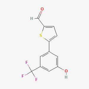 molecular formula C12H7F3O2S B6384073 5-(5-Formylthiophen-2-yl)-3-trifluoromethylphenol, 95% CAS No. 1261920-11-9