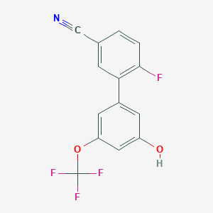 molecular formula C14H7F4NO2 B6384169 5-(5-Cyano-2-fluorophenyl)-3-trifluoromethoxyphenol, 95% CAS No. 1261990-11-7