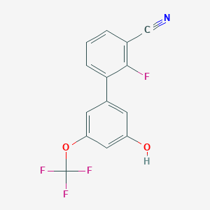 molecular formula C14H7F4NO2 B6384192 5-(3-Cyano-2-fluorophenyl)-3-trifluoromethoxyphenol, 95% CAS No. 1261990-15-1
