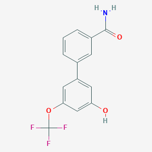 molecular formula C14H10F3NO3 B6384202 5-(3-Aminocarbonylphenyl)-3-trifluoromethoxyphenol, 95% CAS No. 1261920-56-2