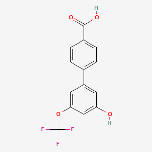 molecular formula C14H9F3O4 B6384210 5-(4-Carboxyphenyl)-3-trifluoromethoxyphenol, 95% CAS No. 1261984-28-4