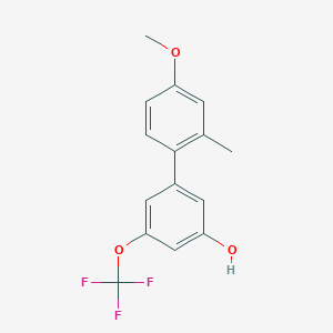 molecular formula C15H13F3O3 B6384237 5-(4-Methoxy-2-methylphenyl)-3-trifluoromethoxyphenol, 95% CAS No. 1261909-81-2