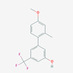 molecular formula C15H13F3O2 B6384240 5-(4-Methoxy-2-methylphenyl)-3-trifluoromethylphenol, 95% CAS No. 1261927-65-4