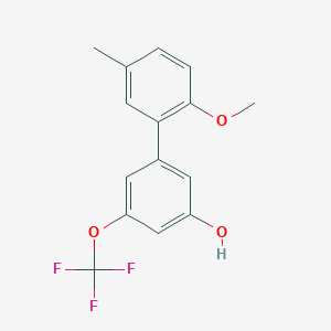 molecular formula C15H13F3O3 B6384244 5-(2-Methoxy-5-methylphenyl)-3-trifluoromethoxyphenol, 95% CAS No. 1261900-81-5