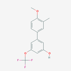 molecular formula C15H13F3O3 B6384249 5-(4-Methoxy-3-methylphenyl)-3-trifluoromethoxyphenol, 95% CAS No. 1261903-34-7