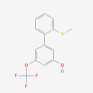 molecular formula C14H11F3O2S B6384273 5-(2-Methylthiophenyl)-3-trifluoromethoxyphenol, 95% CAS No. 1261903-40-5