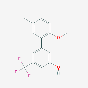 molecular formula C15H13F3O2 B6384278 5-(2-Methoxy-5-methylphenyl)-3-trifluoromethylphenol, 95% CAS No. 1261952-41-3