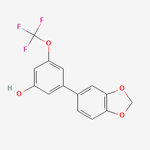 molecular formula C14H9F3O4 B6384300 5-(3,4-Methylenedioxyphenyl)-3-trifluoromethoxyphenol, 95% CAS No. 1261920-64-2