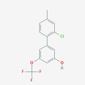 molecular formula C14H10ClF3O2 B6384372 5-(2-Chloro-4-methylphenyl)-3-trifluoromethoxyphenol, 95% CAS No. 1261889-12-6