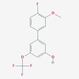 molecular formula C14H10F4O3 B6384382 5-(4-Fluoro-3-methoxyphenyl)-3-trifluoromethoxyphenol, 95% CAS No. 1261964-86-6