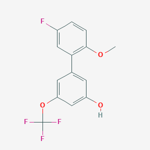 molecular formula C14H10F4O3 B6384393 5-(5-Fluoro-2-methoxyphenyl)-3-trifluoromethoxyphenol, 95% CAS No. 1261889-08-0