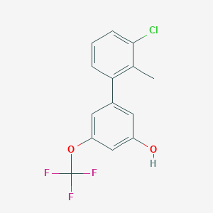 molecular formula C14H10ClF3O2 B6384400 5-(3-Chloro-2-methylphenyl)-3-trifluoromethoxyphenol, 95% CAS No. 1261990-25-3
