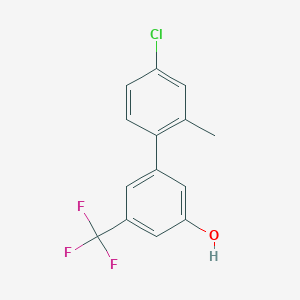 molecular formula C14H10ClF3O B6384405 5-(4-Chloro-2-methylphenyl)-3-trifluoromethylphenol, 95% CAS No. 1262003-69-9