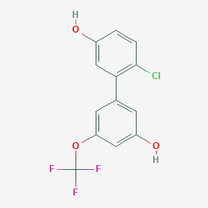 molecular formula C13H8ClF3O3 B6384434 5-(2-Chloro-5-hydroxyphenyl)-3-trifluoromethoxyphenol, 95% CAS No. 1261949-49-8