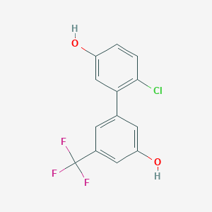 molecular formula C13H8ClF3O2 B6384455 5-(2-Chloro-5-hydroxyphenyl)-3-trifluoromethylphenol, 95% CAS No. 1261897-79-3