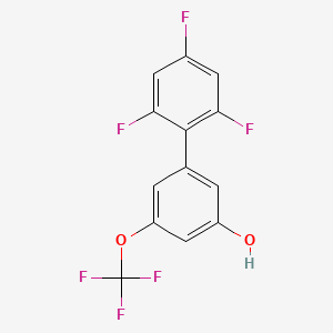 molecular formula C13H6F6O2 B6384462 5-(2,4,6-Trifluorophenyl)-3-trifluoromethoxyphenol, 95% CAS No. 1262004-05-6