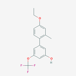 molecular formula C16H15F3O3 B6384567 5-(4-Ethoxy-2-methylphenyl)-3-trifluoromethoxyphenol, 95% CAS No. 1261900-99-5