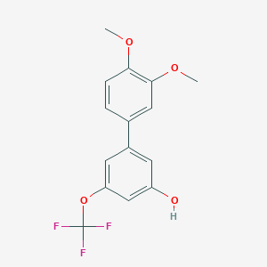molecular formula C15H13F3O4 B6384587 5-(3,4-Dimethoxyphenyl)-3-trifluoromethoxyphenol, 95% CAS No. 1262004-07-8