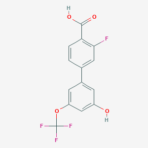 molecular formula C14H8F4O4 B6384606 5-(4-Carboxy-3-fluorophenyl)-3-trifluoromethoxyphenol, 95% CAS No. 1261984-55-7