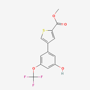 molecular formula C13H9F3O4S B6384609 5-[5-(Methoxycarbonyl)thiophen-3-yl]-3-trifluoromethoxyphenol, 95% CAS No. 1261921-58-7