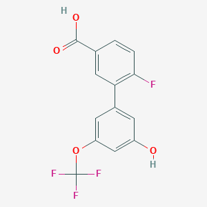 molecular formula C14H8F4O4 B6384616 5-(5-Carboxy-2-fluorophenyl)-3-trifluoromethoxyphenol, 95% CAS No. 1262003-73-5