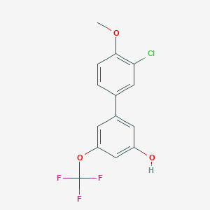 molecular formula C14H10ClF3O3 B6384644 5-(3-Chloro-4-methoxyphenyl)-3-trifluoromethoxyphenol, 95% CAS No. 1261903-50-7