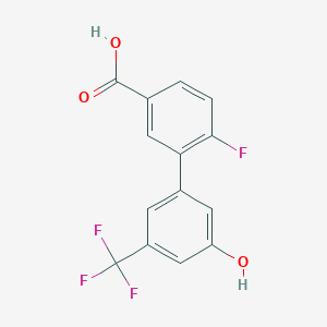 molecular formula C14H8F4O3 B6384646 5-(5-Carboxy-2-fluorophenyl)-3-trifluoromethylphenol, 95% CAS No. 1262003-74-6