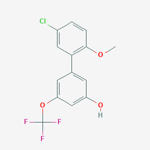 molecular formula C14H10ClF3O3 B6384695 5-(5-Chloro-2-methoxyphenyl)-3-trifluoromethoxyphenol, 95% CAS No. 1261901-03-4