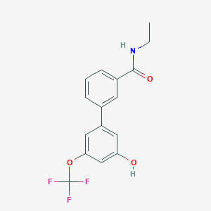 molecular formula C16H14F3NO3 B6384735 5-[3-(N-Ethylaminocarbonyl)phenyl]-3-trifluoromethoxyphenol, 95% CAS No. 1261984-62-6